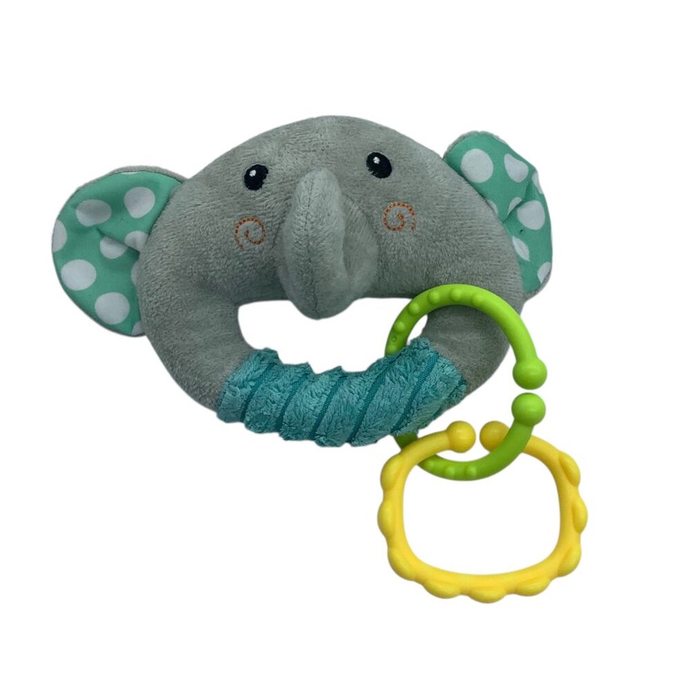 Spark Create Imagine Elephant Plush‎ Ring Rattle Teething Toy Polka Dot Ears